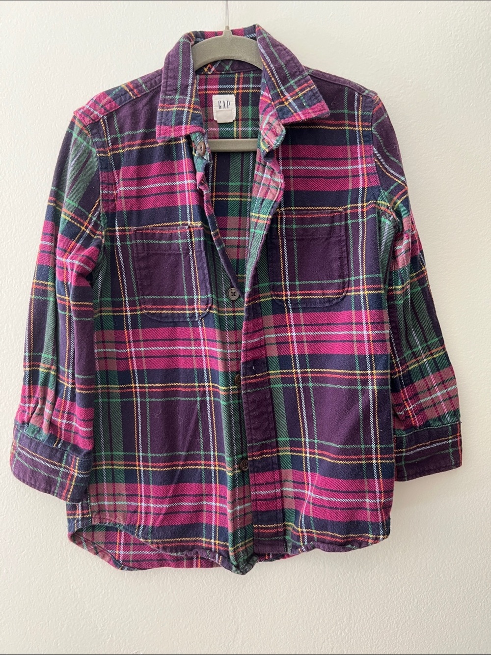 GAP Pink & Purple Plaid Button-Down Shirt